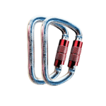 30 KN D-Shape Climbing Carabiners, Heavy Duty Alloy Steel  with Red Screw Autolocking Carabiner